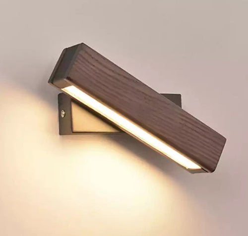 AstraWood Dimmable LED Wall Lamp — Ash Wood Body, Rotating Head
