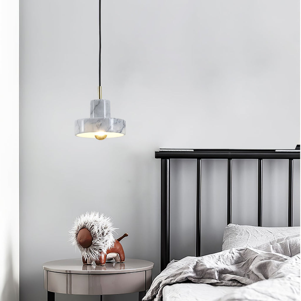 Lumora Pendant Light — Marble and Metal Design, Warm Glow