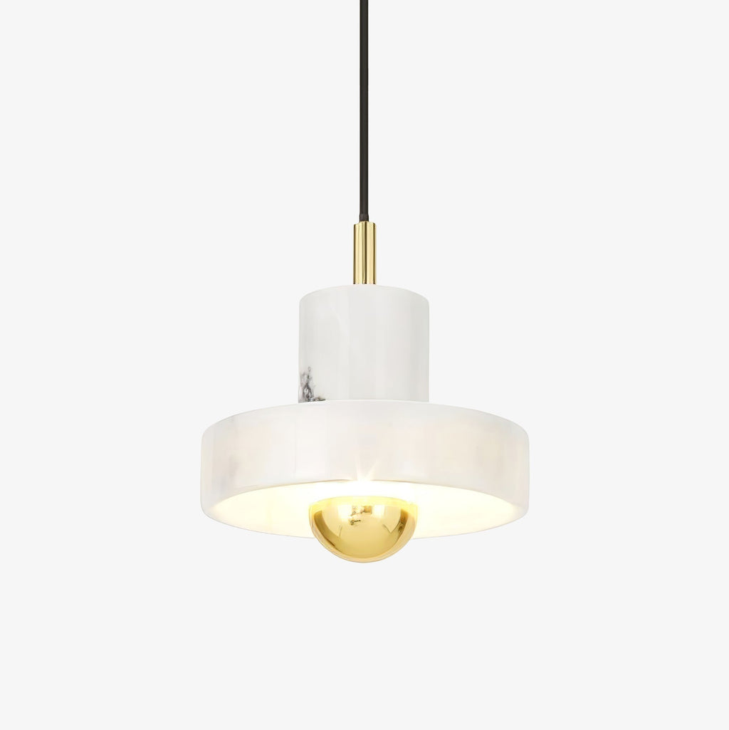 Lumora Pendant Light — Marble and Metal Design, Warm Glow