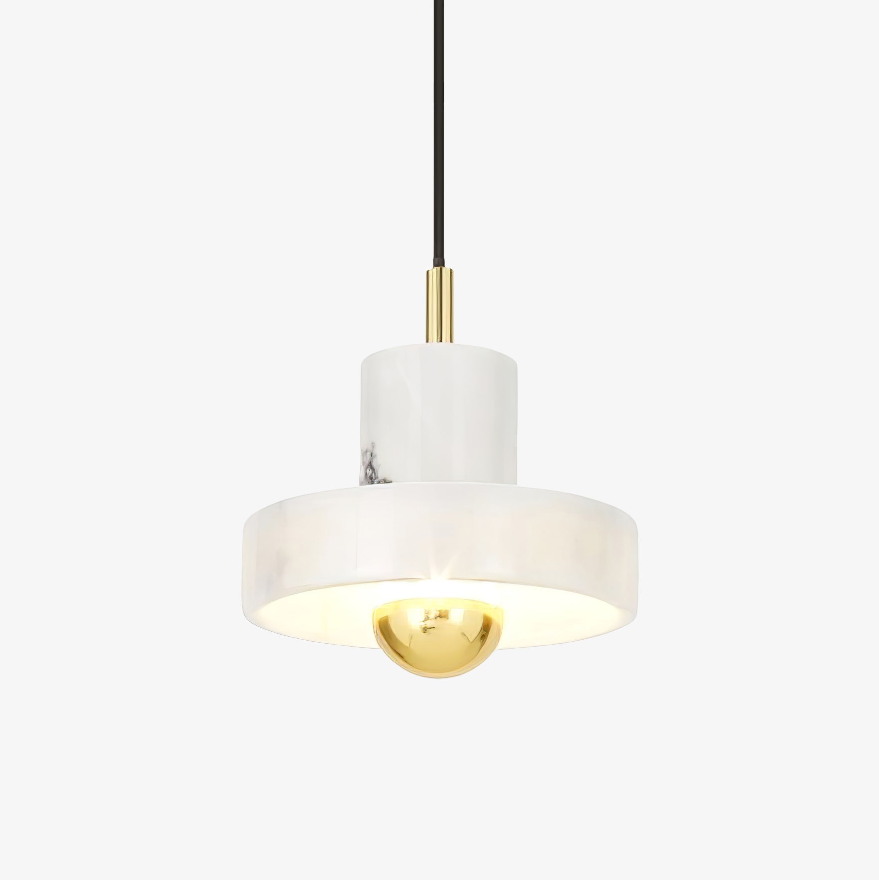 Lumora Pendant Light — Marble and Metal Design, Warm Glow