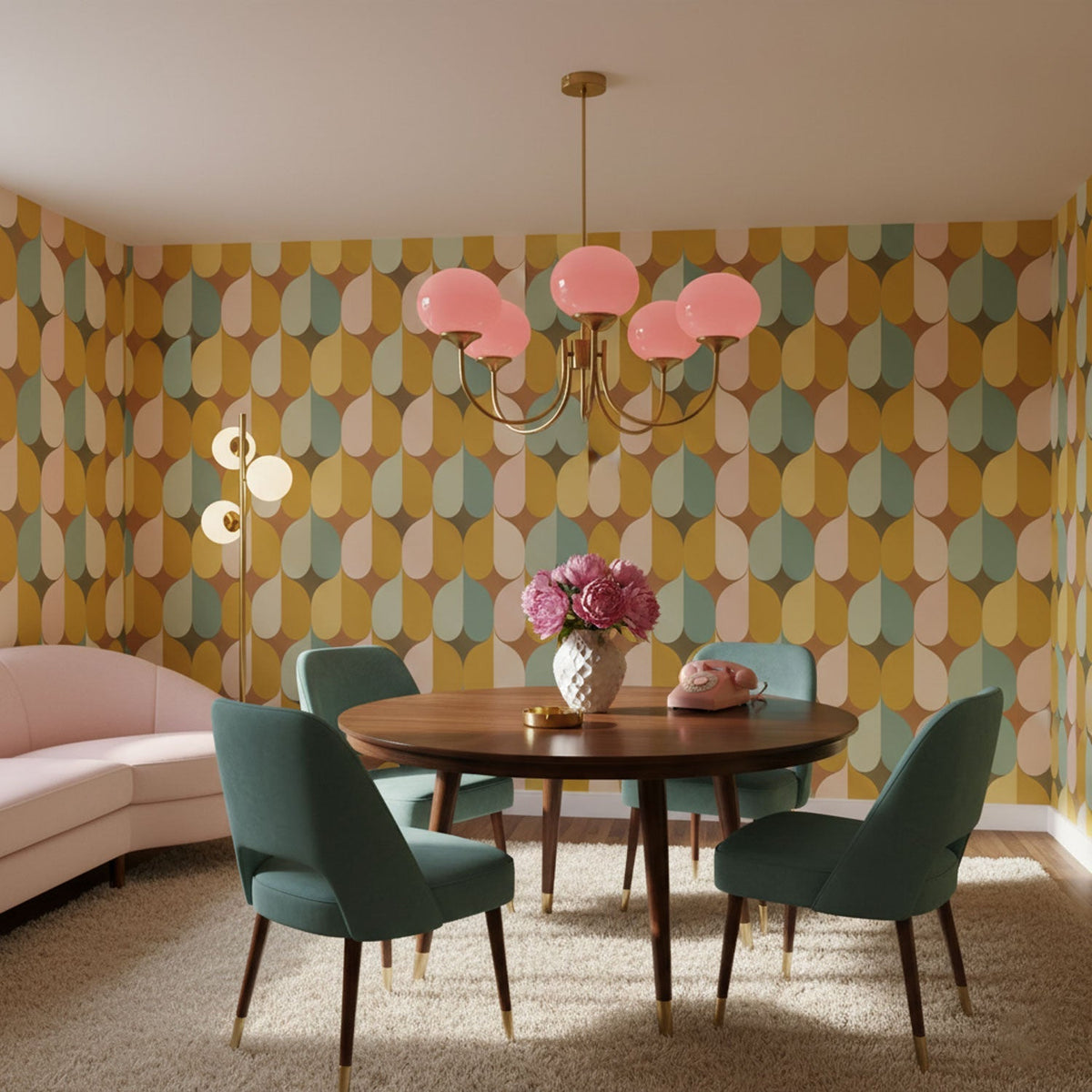 Glazen kroonluchter — 3/5 lampen, frame in goud/chroom