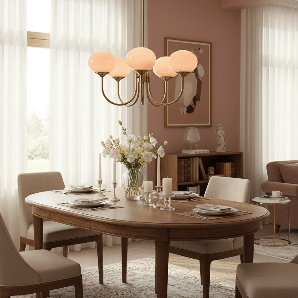 Glazen kroonluchter — 3/5 lampen, frame in goud/chroom