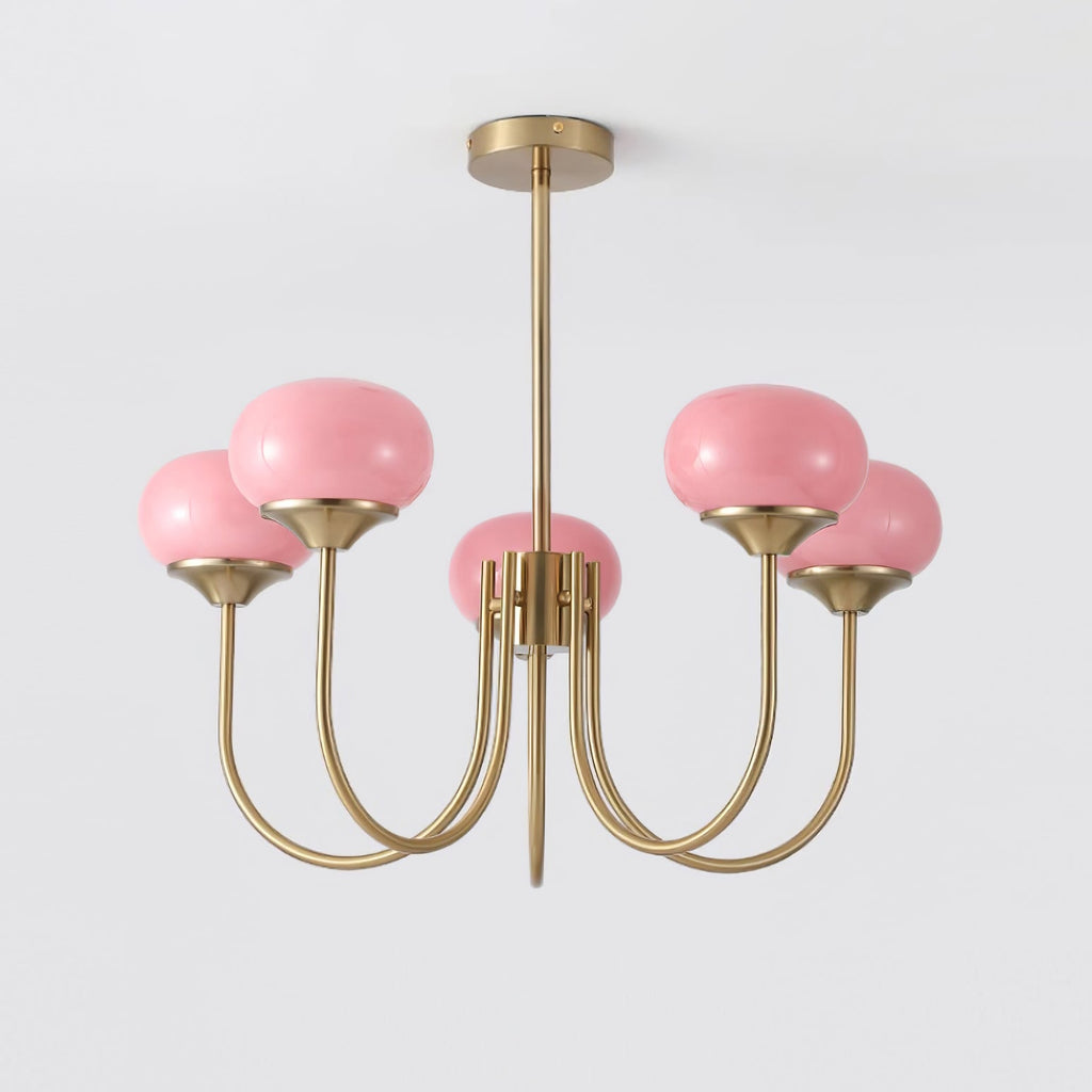 Glazen kroonluchter — 3/5 lampen, frame in goud/chroom