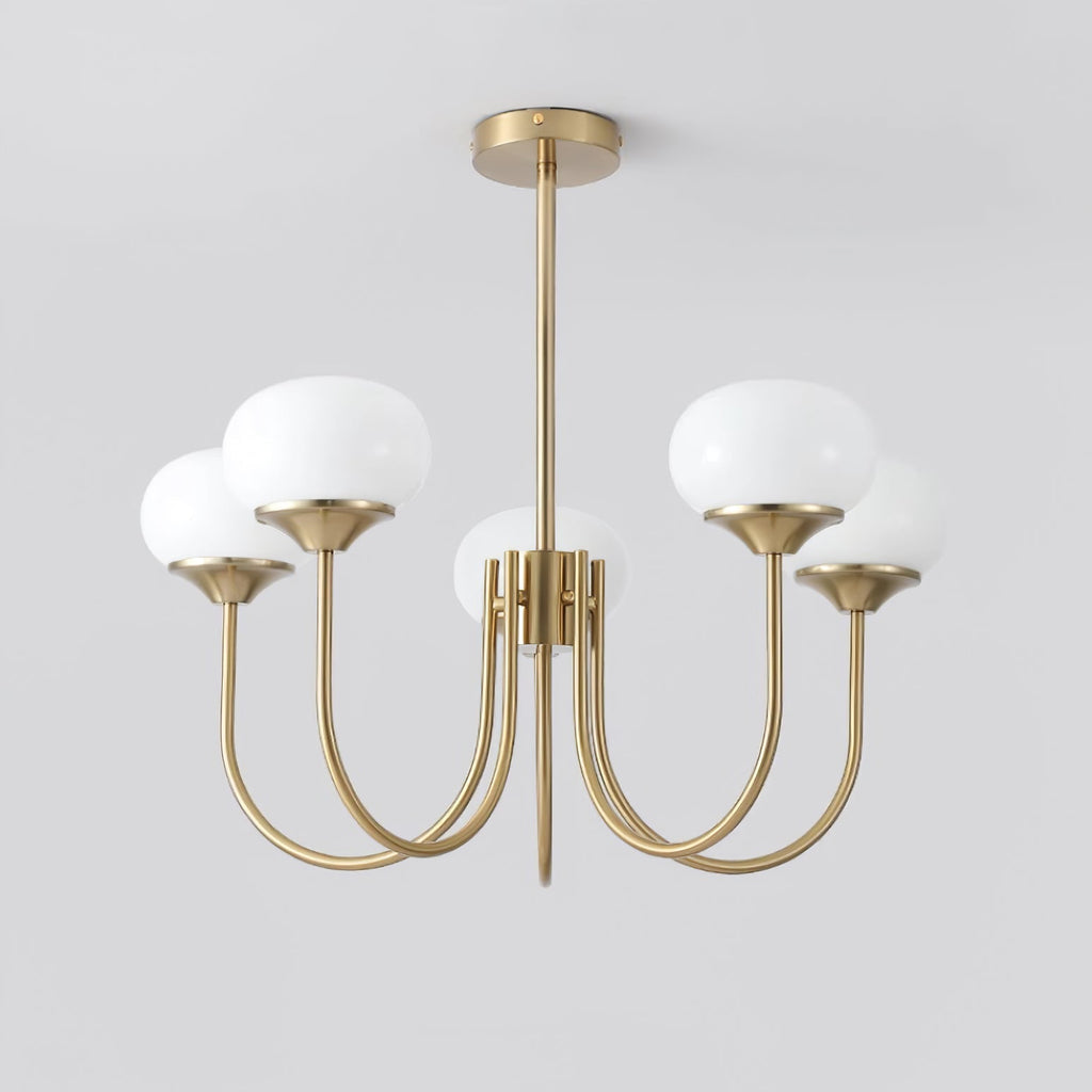 Glazen kroonluchter — 3/5 lampen, frame in goud/chroom