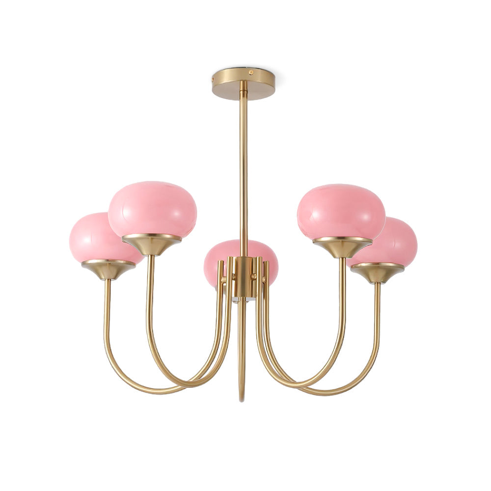 Glazen kroonluchter — 3/5 lampen, frame in goud/chroom