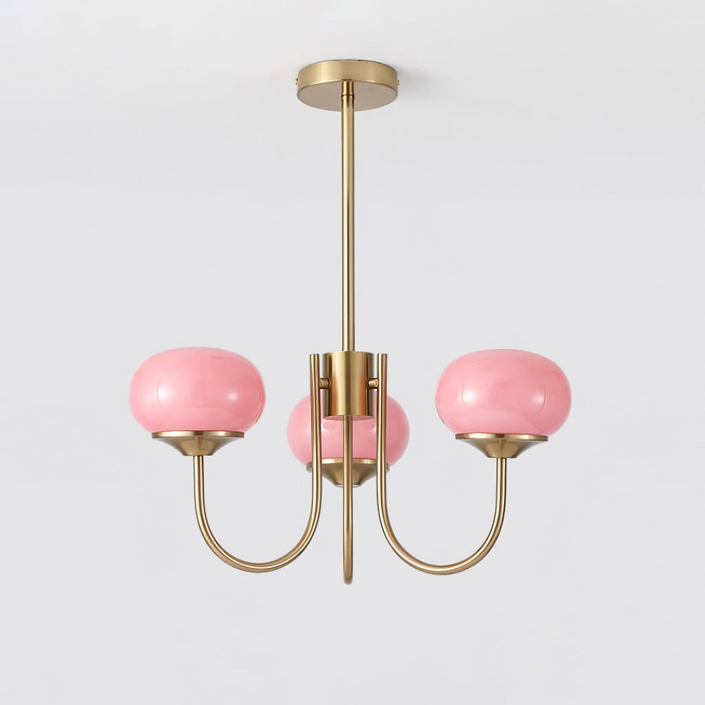Glazen kroonluchter — 3/5 lampen, frame in goud/chroom