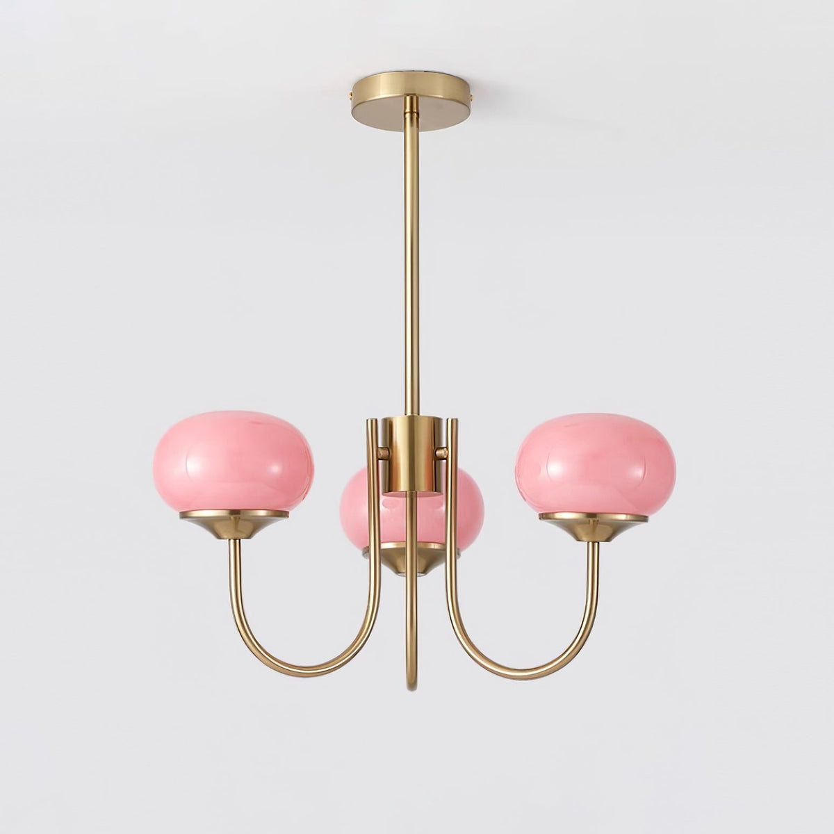 Glazen kroonluchter — 3/5 lampen, frame in goud/chroom