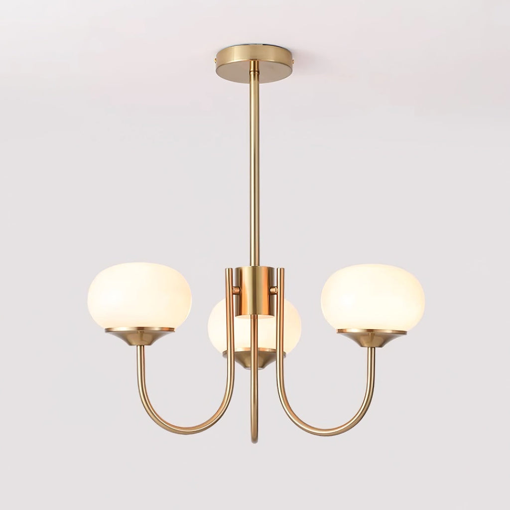 Glazen kroonluchter — 3/5 lampen, frame in goud/chroom