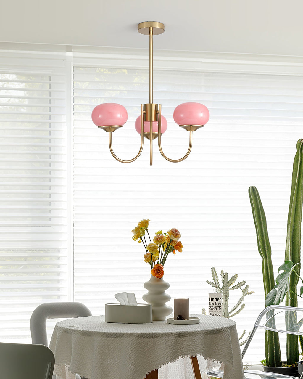 Glazen kroonluchter — 3/5 lampen, frame in goud/chroom