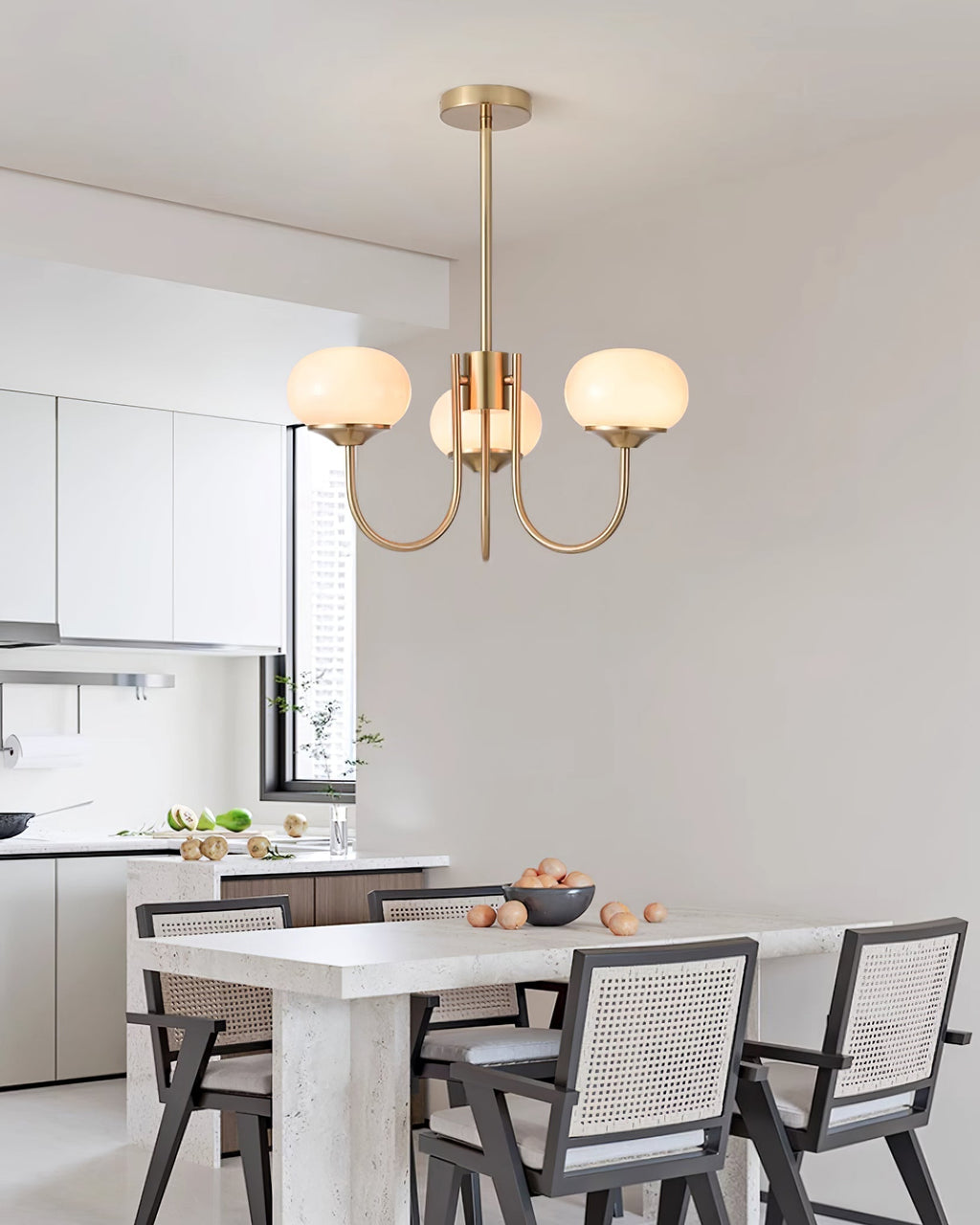 Glazen kroonluchter — 3/5 lampen, frame in goud/chroom