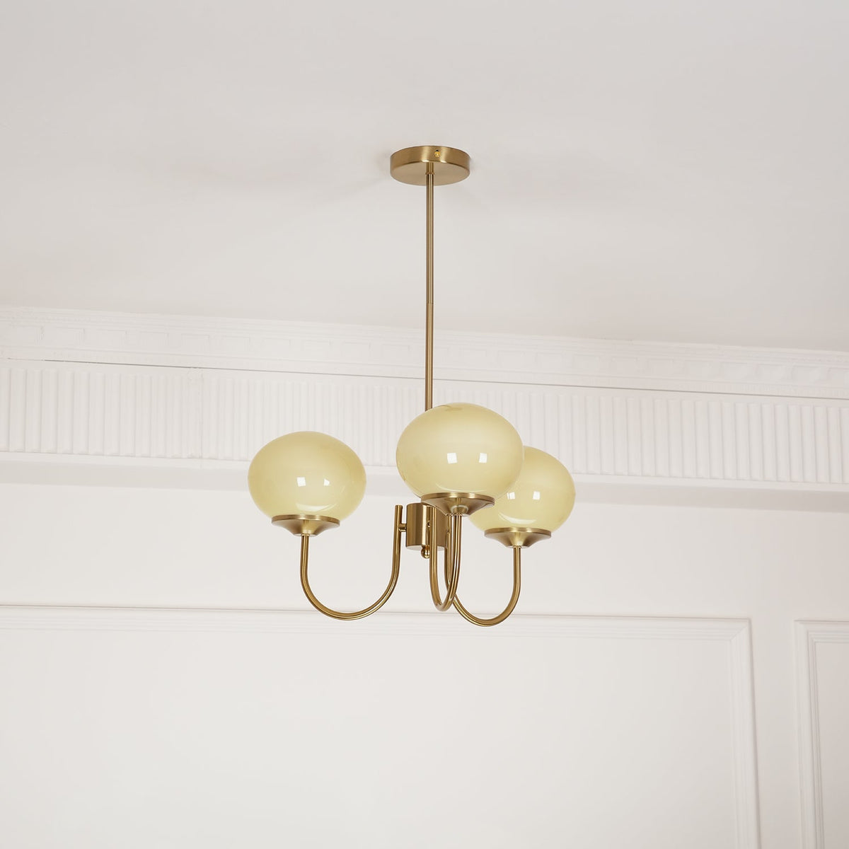Glazen kroonluchter — 3/5 lampen, frame in goud/chroom