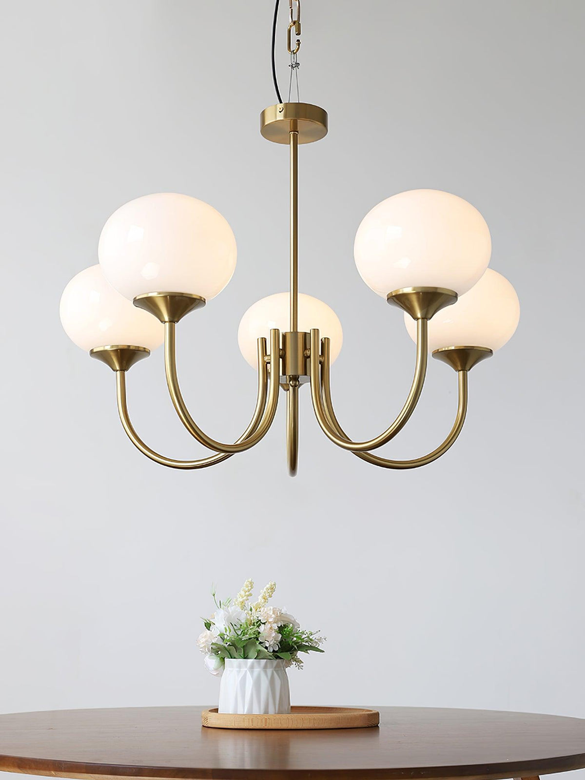 Glazen kroonluchter — 3/5 lampen, frame in goud/chroom