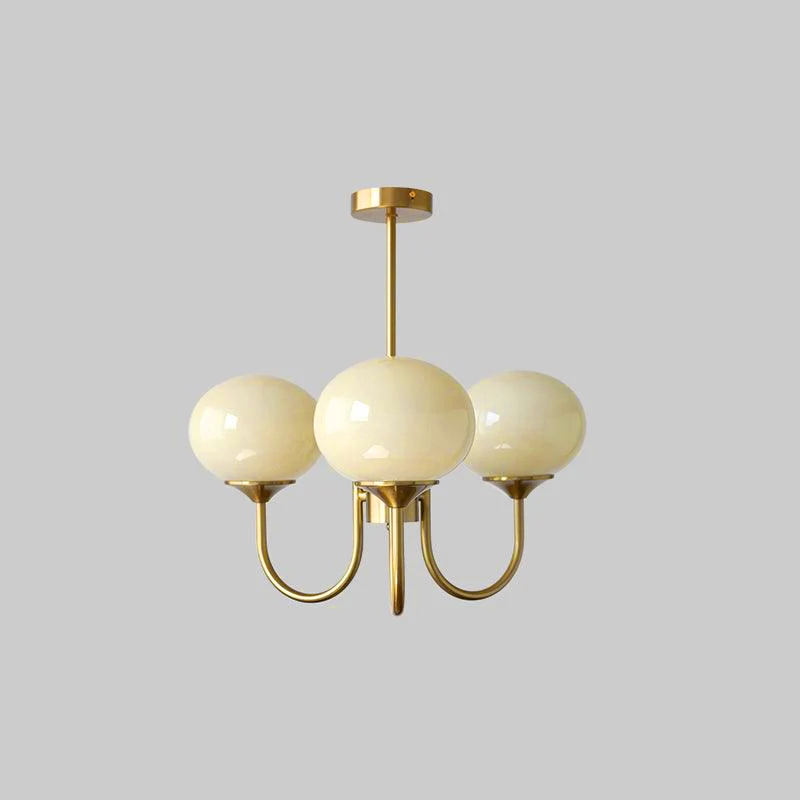 Glazen kroonluchter — 3/5 lampen, frame in goud/chroom