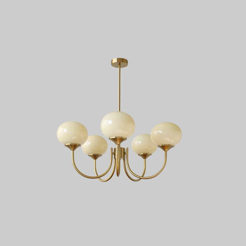 Glazen kroonluchter — 3/5 lampen, frame in goud/chroom