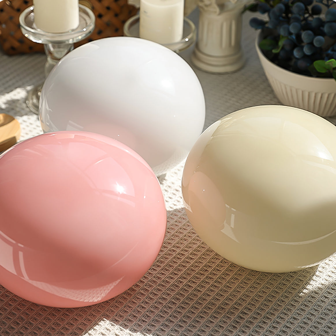 LumiPuff Marshmallow-Inspired Table Lamp — Soft Pink Glass Shades