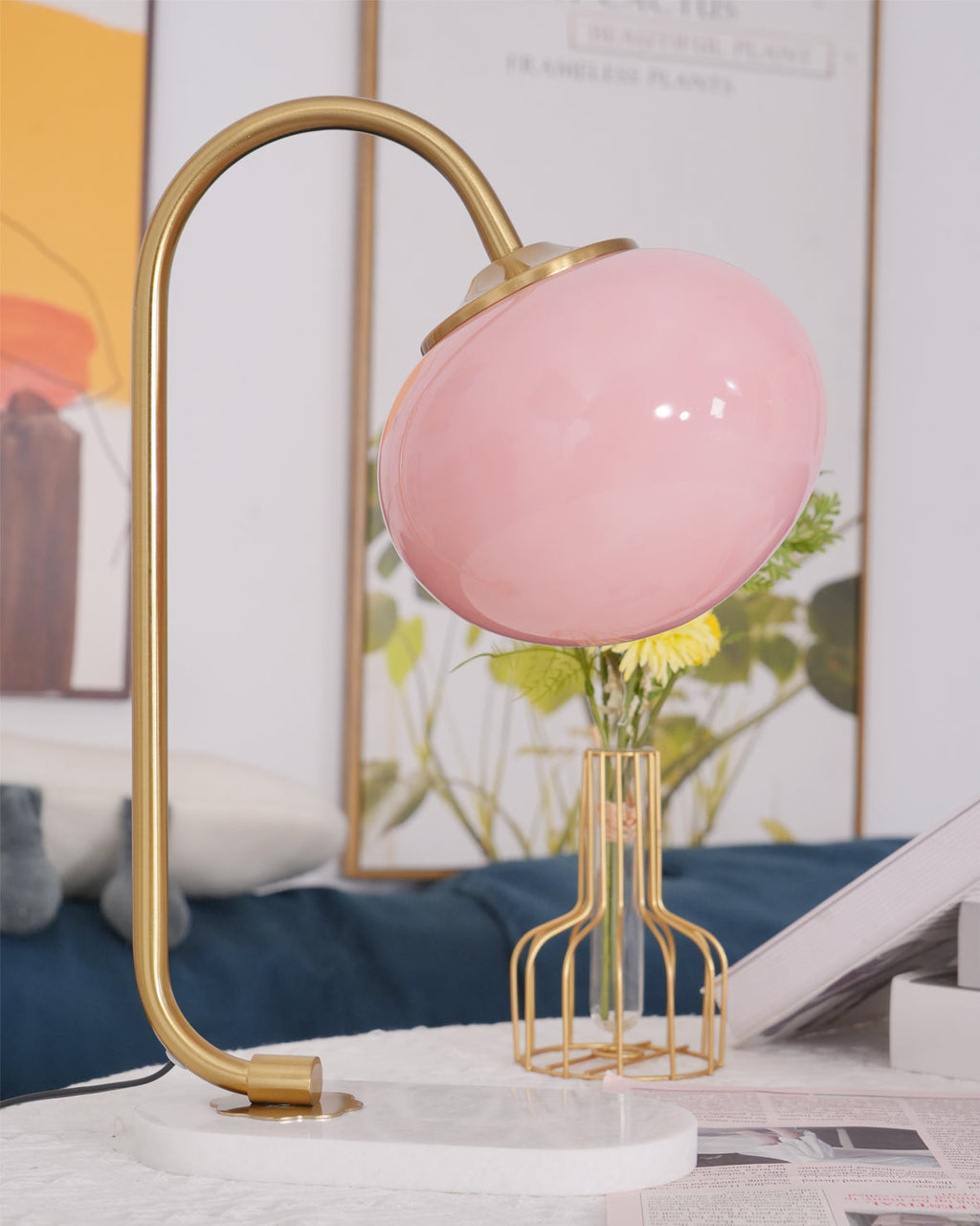 LumiPuff Marshmallow-Inspired Table Lamp — Soft Pink Glass Shades