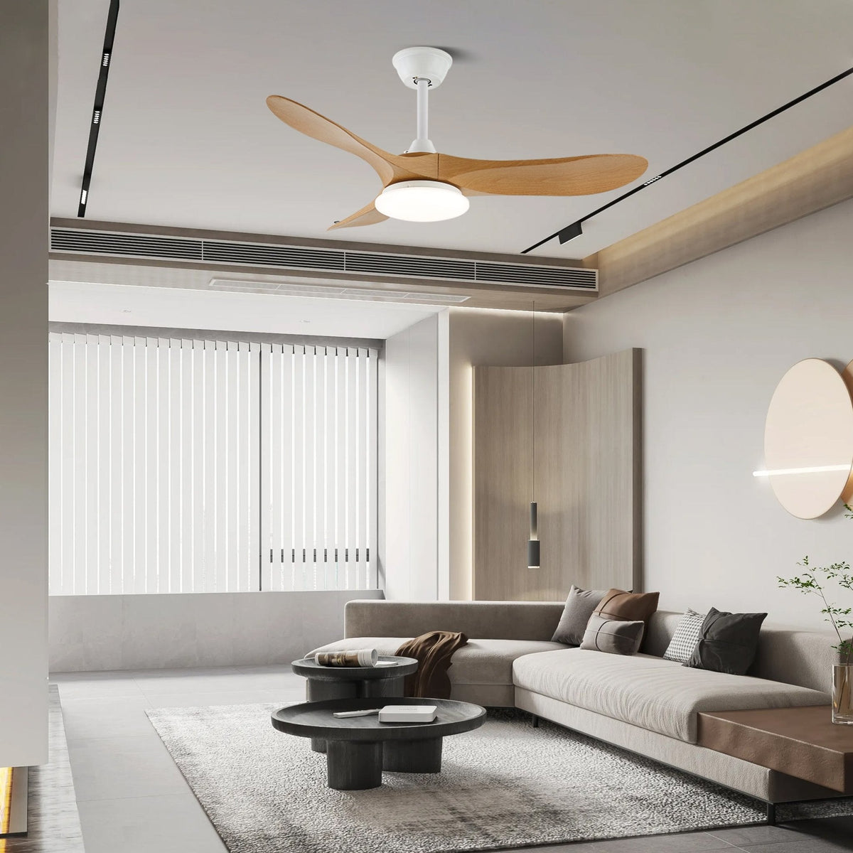 Plafondventilator met 35W-ledverlichting, houtnerf, 6 snelheden