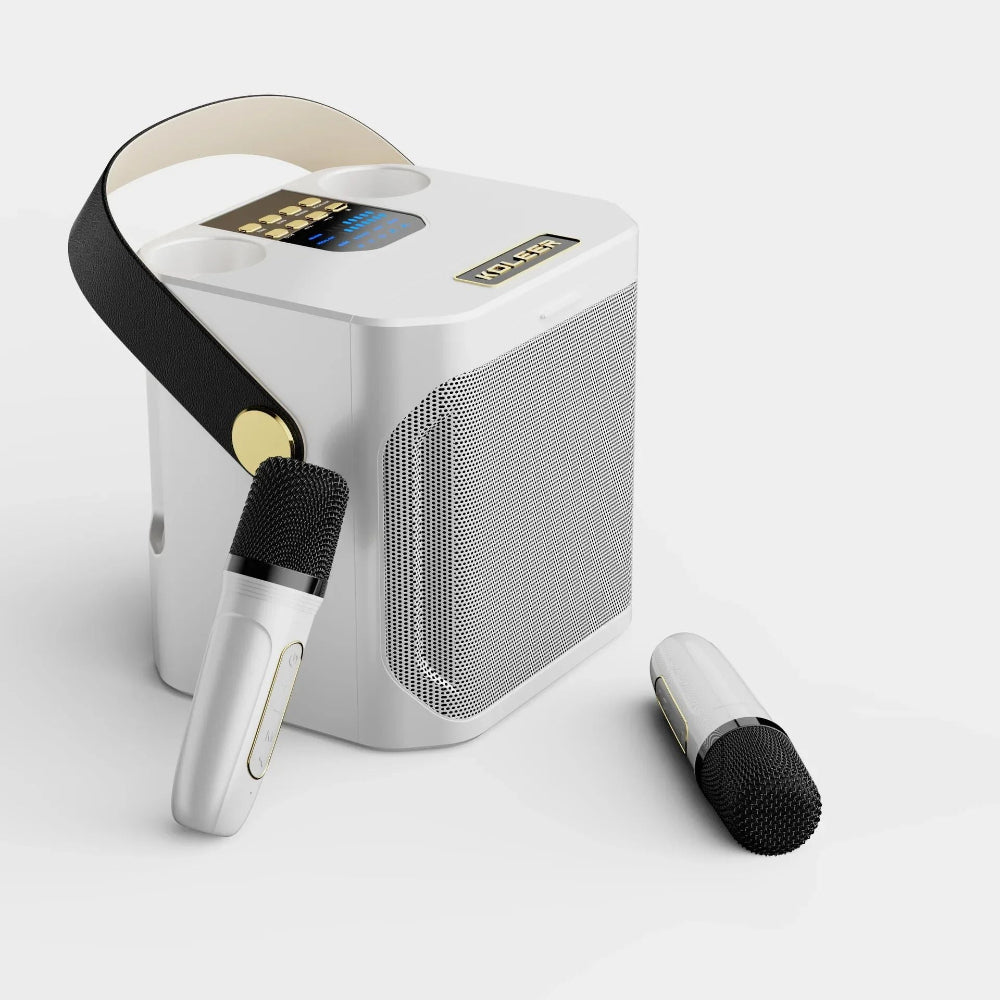 Bluetooth-Karaoke-Lautsprecher – 2 kabellose Mikrofone, 360°-Klang