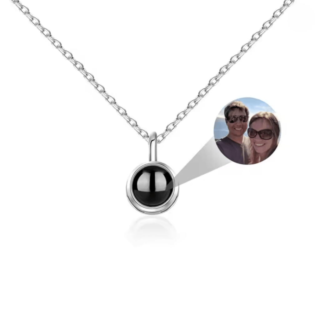 AuroraBond Custom Couple Image Photo Projection Pendant Necklace