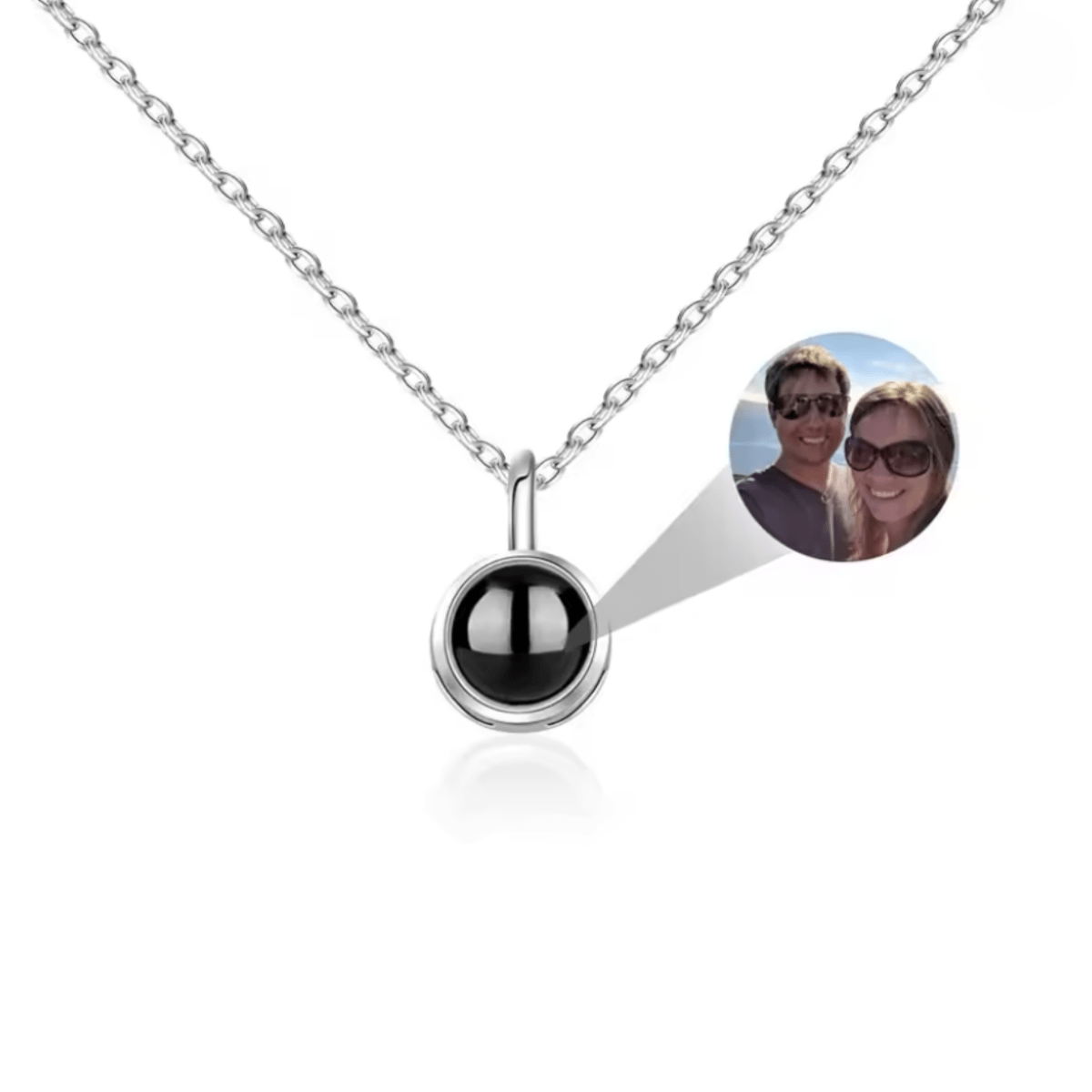 AuroraBond Custom Couple Image Photo Projection Pendant Necklace