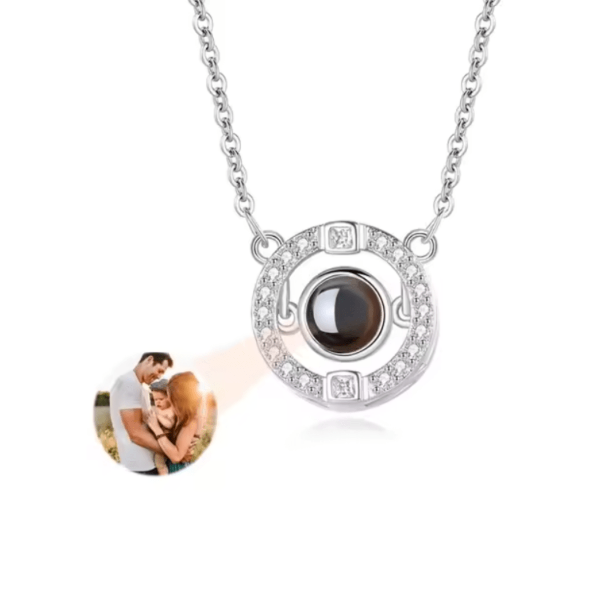 AuroraBond Custom Couple Image Photo Projection Pendant Necklace