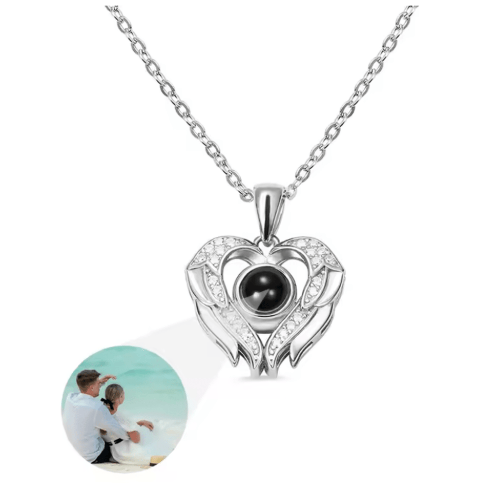 AuroraBond Custom Couple Image Photo Projection Pendant Necklace