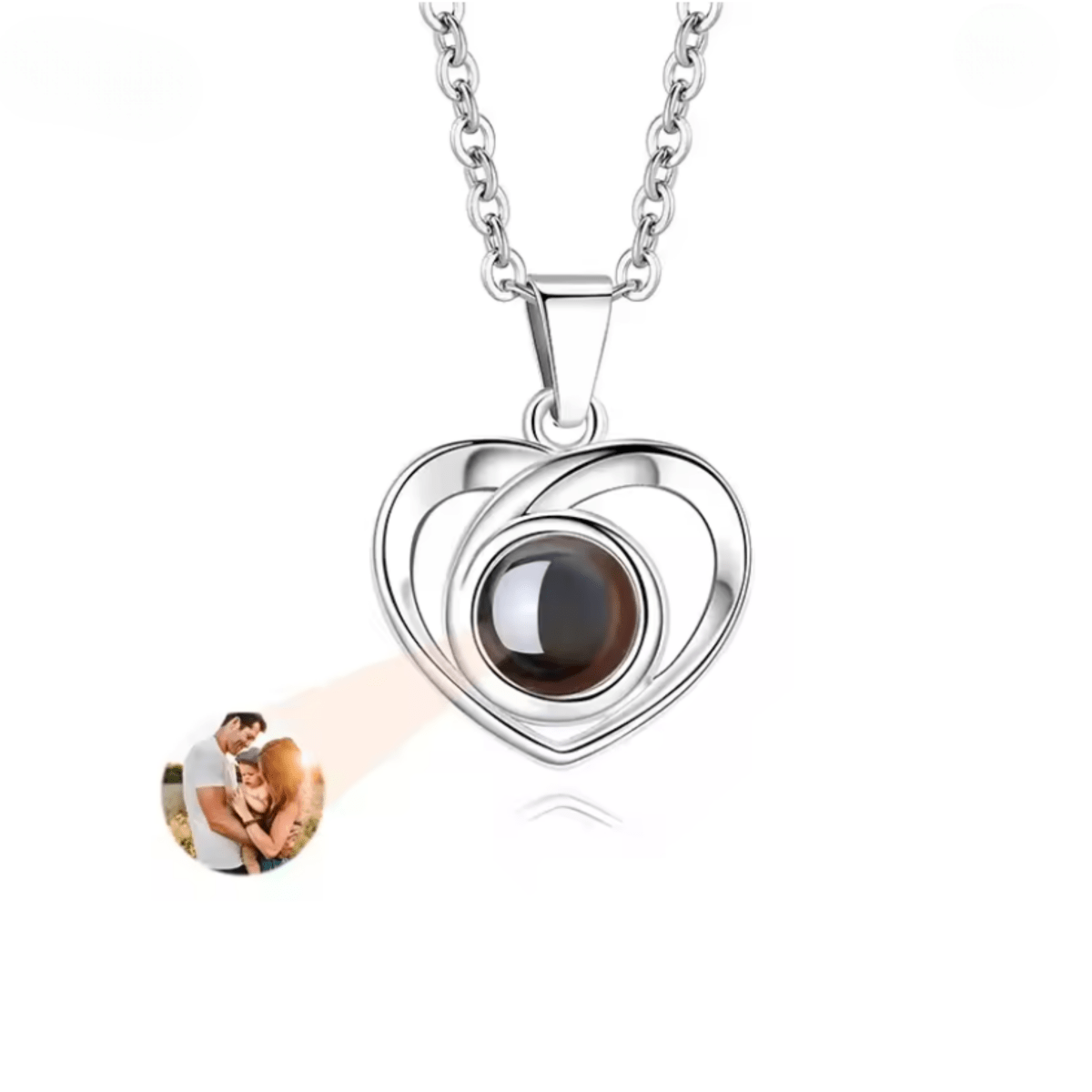 AuroraBond Custom Couple Image Photo Projection Pendant Necklace