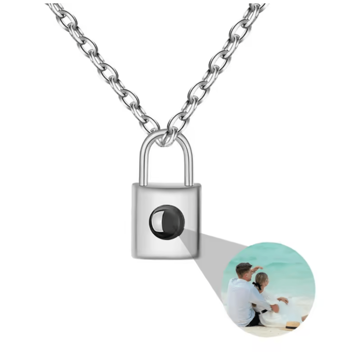 AuroraBond Custom Couple Image Photo Projection Pendant Necklace