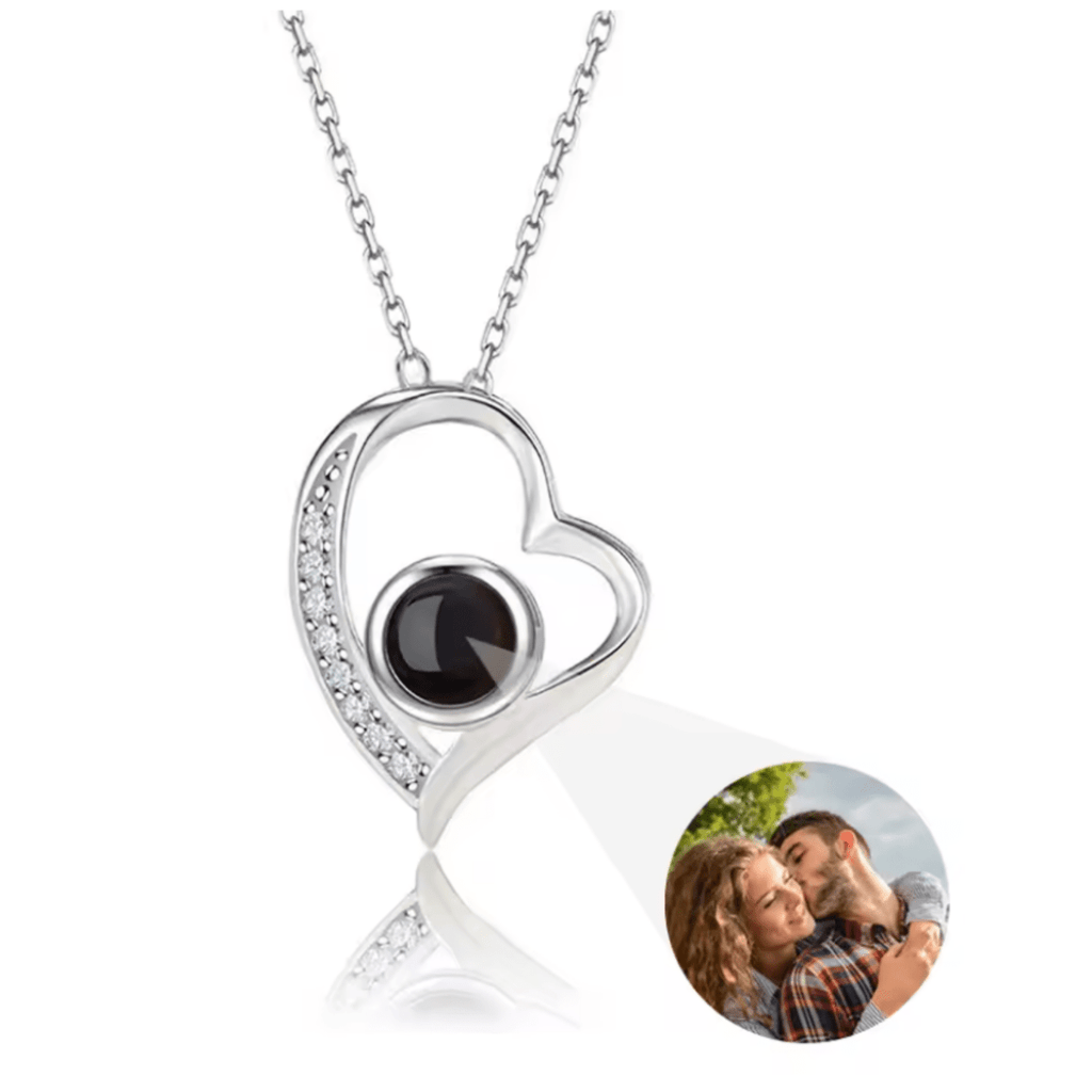 AuroraBond Custom Couple Image Photo Projection Pendant Necklace