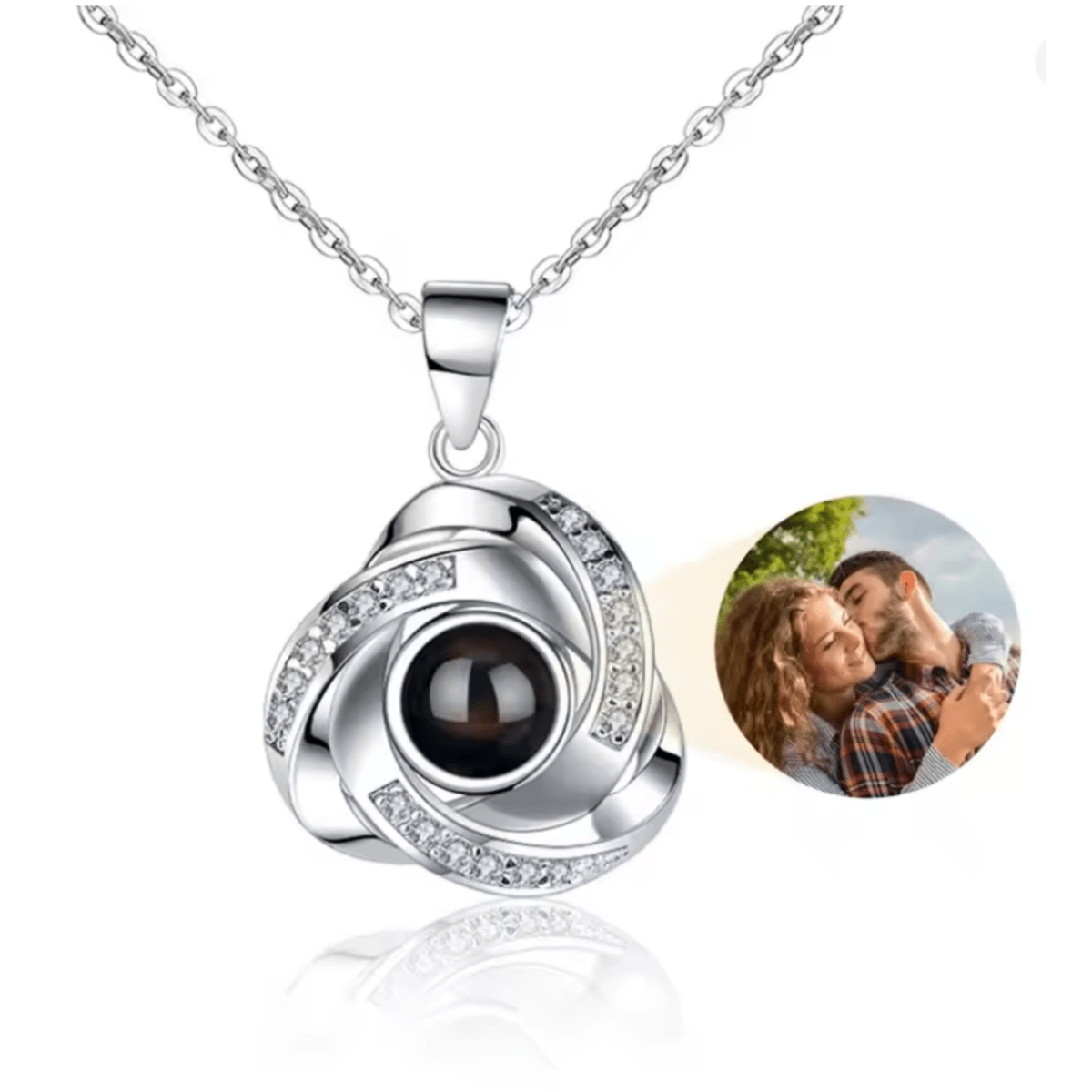AuroraBond Custom Couple Image Photo Projection Pendant Necklace