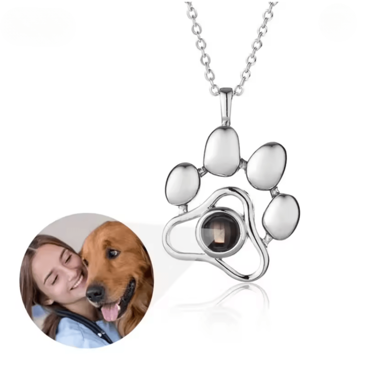 AuroraBond Custom Couple Image Photo Projection Pendant Necklace