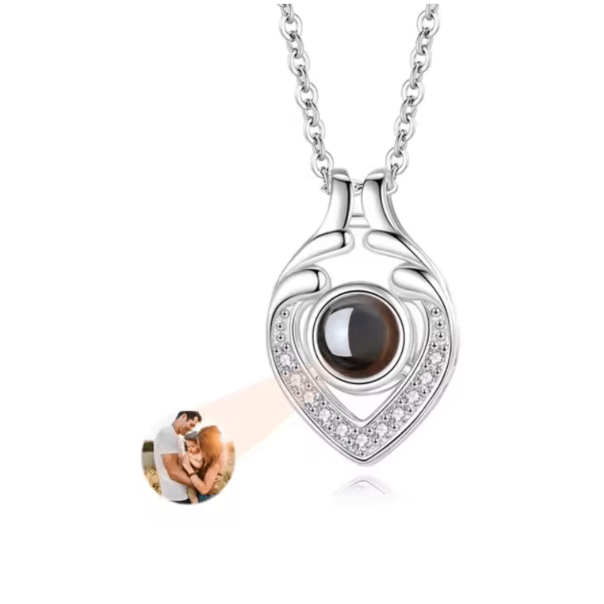 AuroraBond Custom Couple Image Photo Projection Pendant Necklace