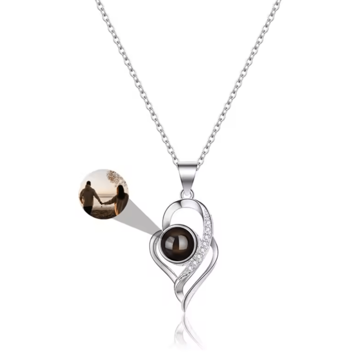 AuroraBond Custom Couple Image Photo Projection Pendant Necklace