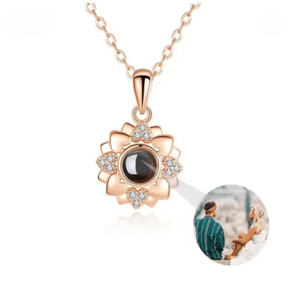 AuroraBond Custom Couple Image Photo Projection Pendant Necklace