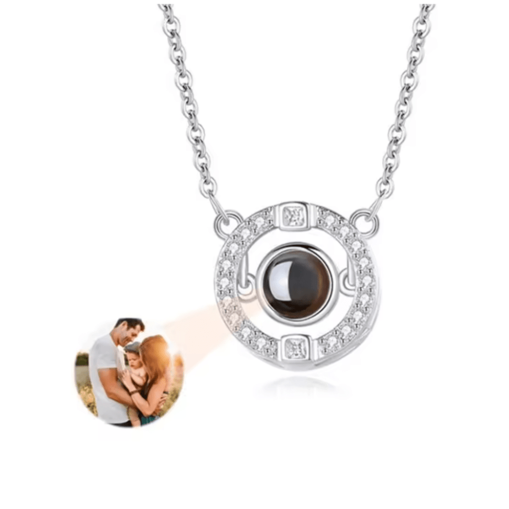 AuroraBond Custom Couple Image Photo Projection Pendant Necklace