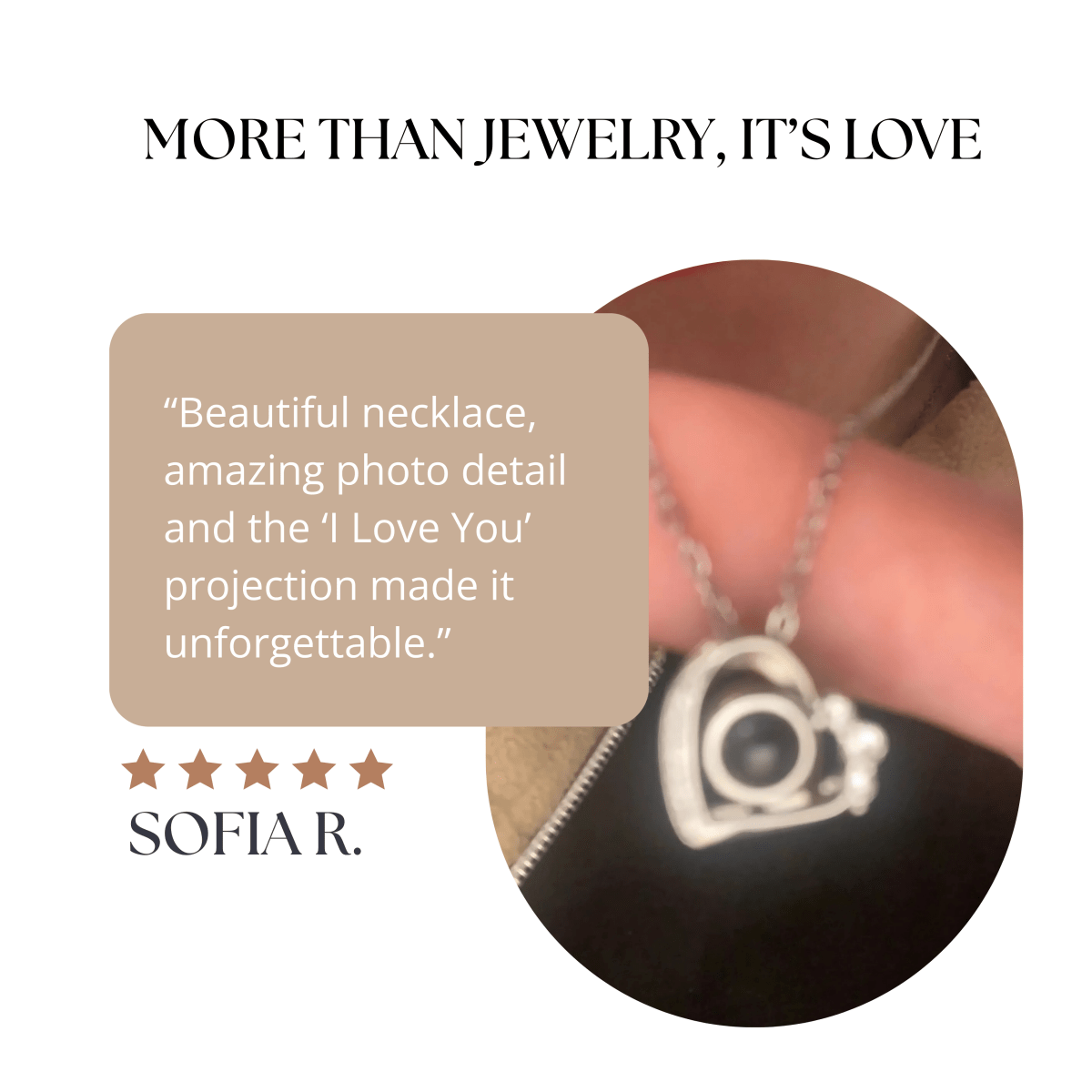 AuroraBond Custom Couple Image Photo Projection Pendant Necklace