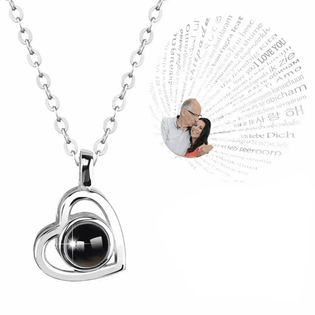 AuroraBond Custom Couple Image Photo Projection Pendant Necklace