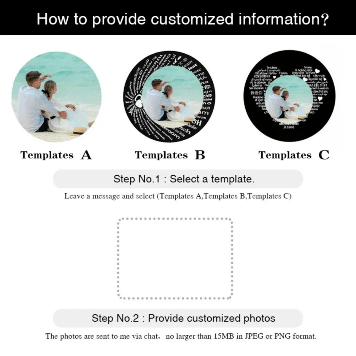 AuroraBond Custom Couple Image Photo Projection Pendant Necklace