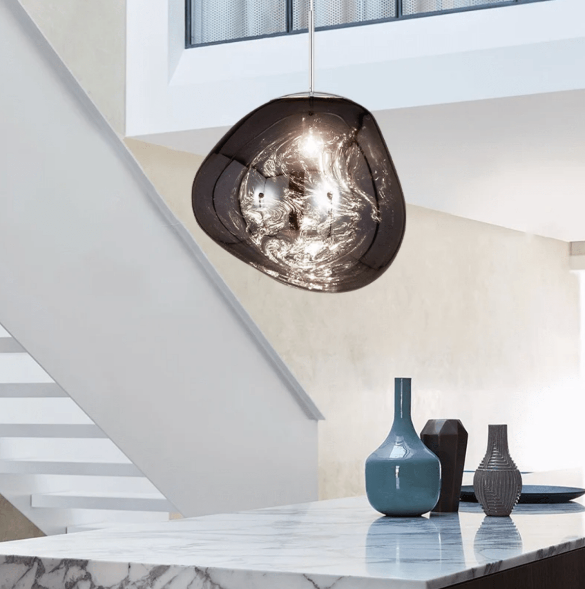 12-Inch Diameter Metal Pendant Light — Translucent Spherical Shade, Warm Diffused Glow