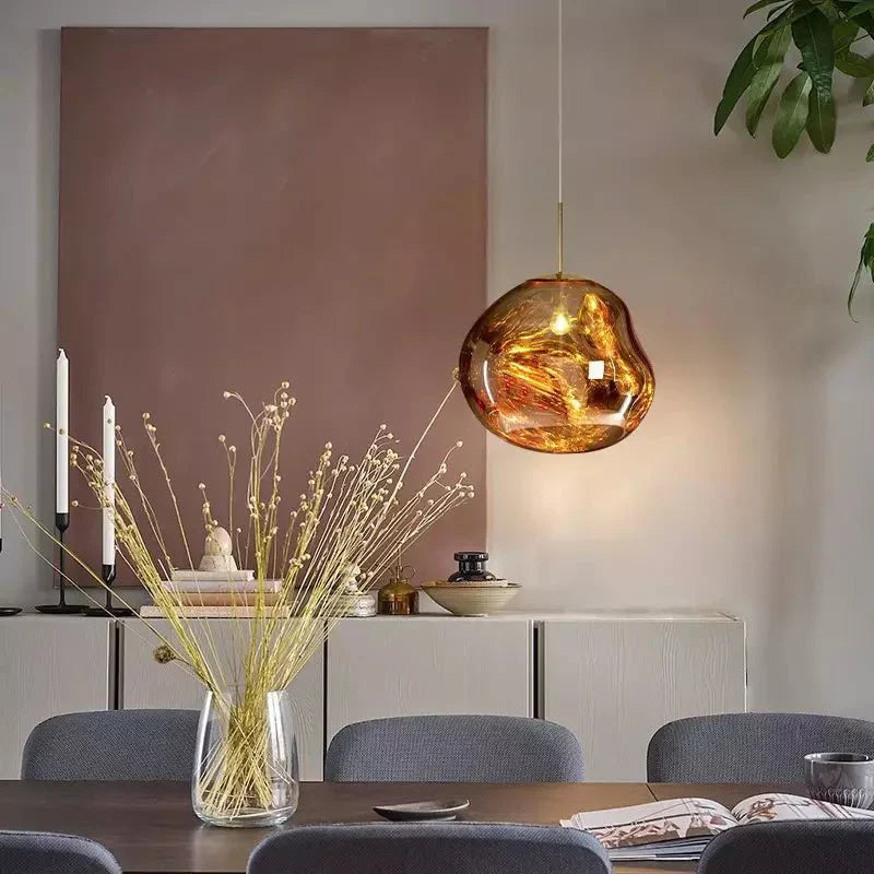 12-Inch Diameter Metal Pendant Light — Translucent Spherical Shade, Warm Diffused Glow