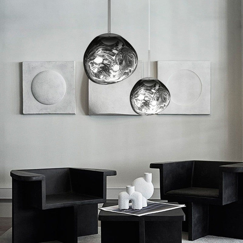 12-Inch Diameter Metal Pendant Light — Translucent Spherical Shade, Warm Diffused Glow