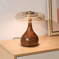 Mid-Century Wood & Glass Disc Table Lamp | wildoxy