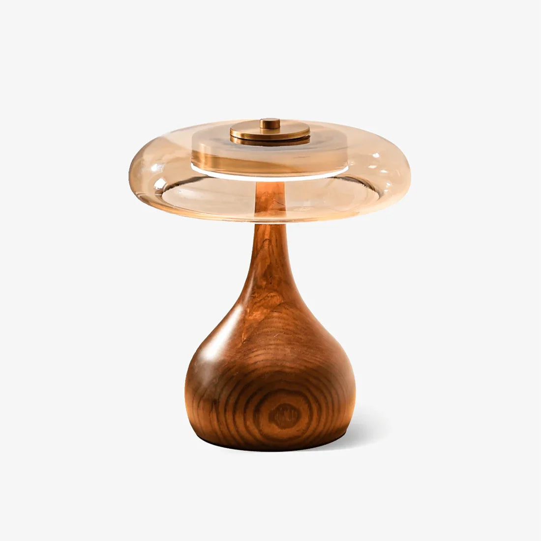 Mid-Century Wood & Glass Disc Table Lamp | wildoxy