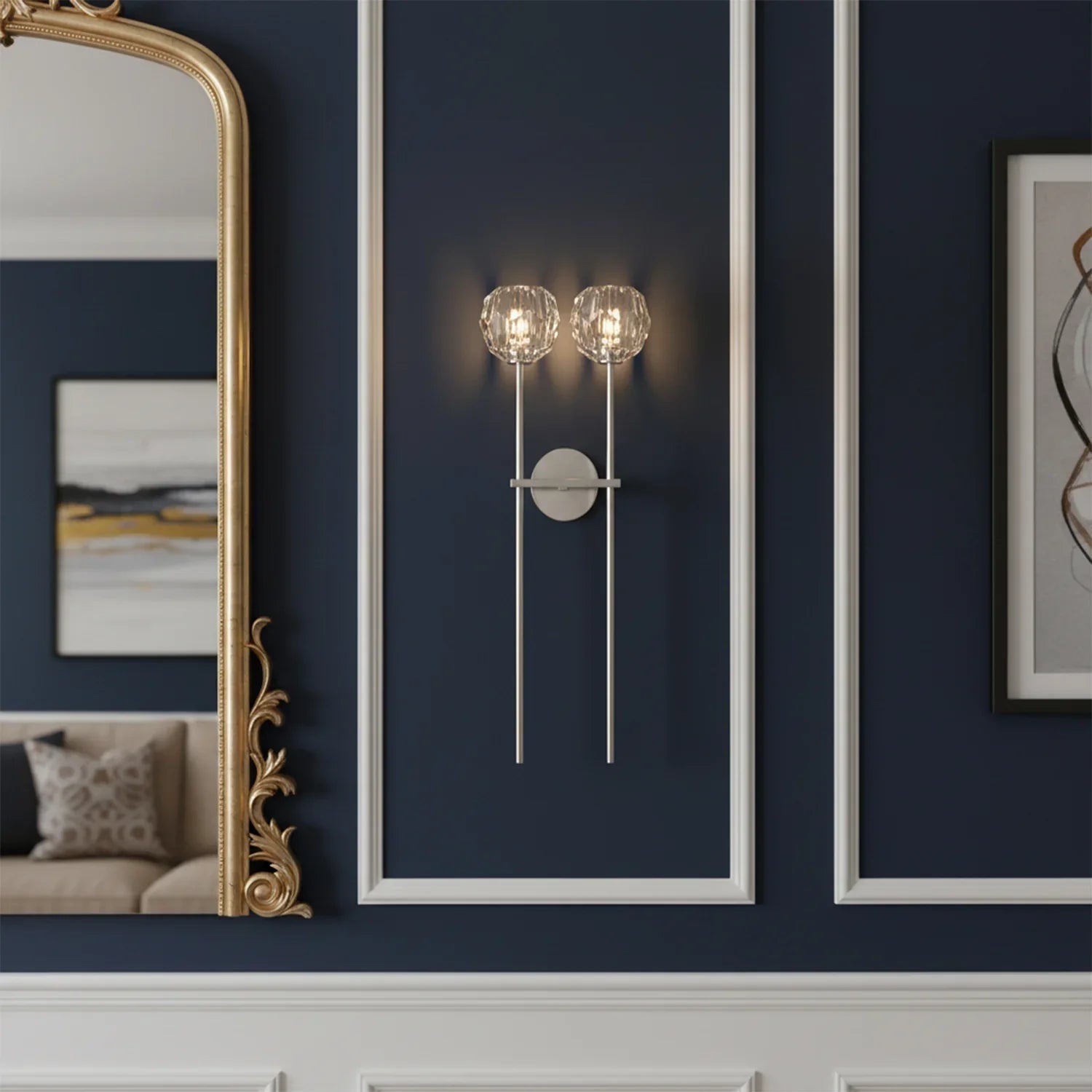 Minimalist Double Crystal Wall Light | wildoxy