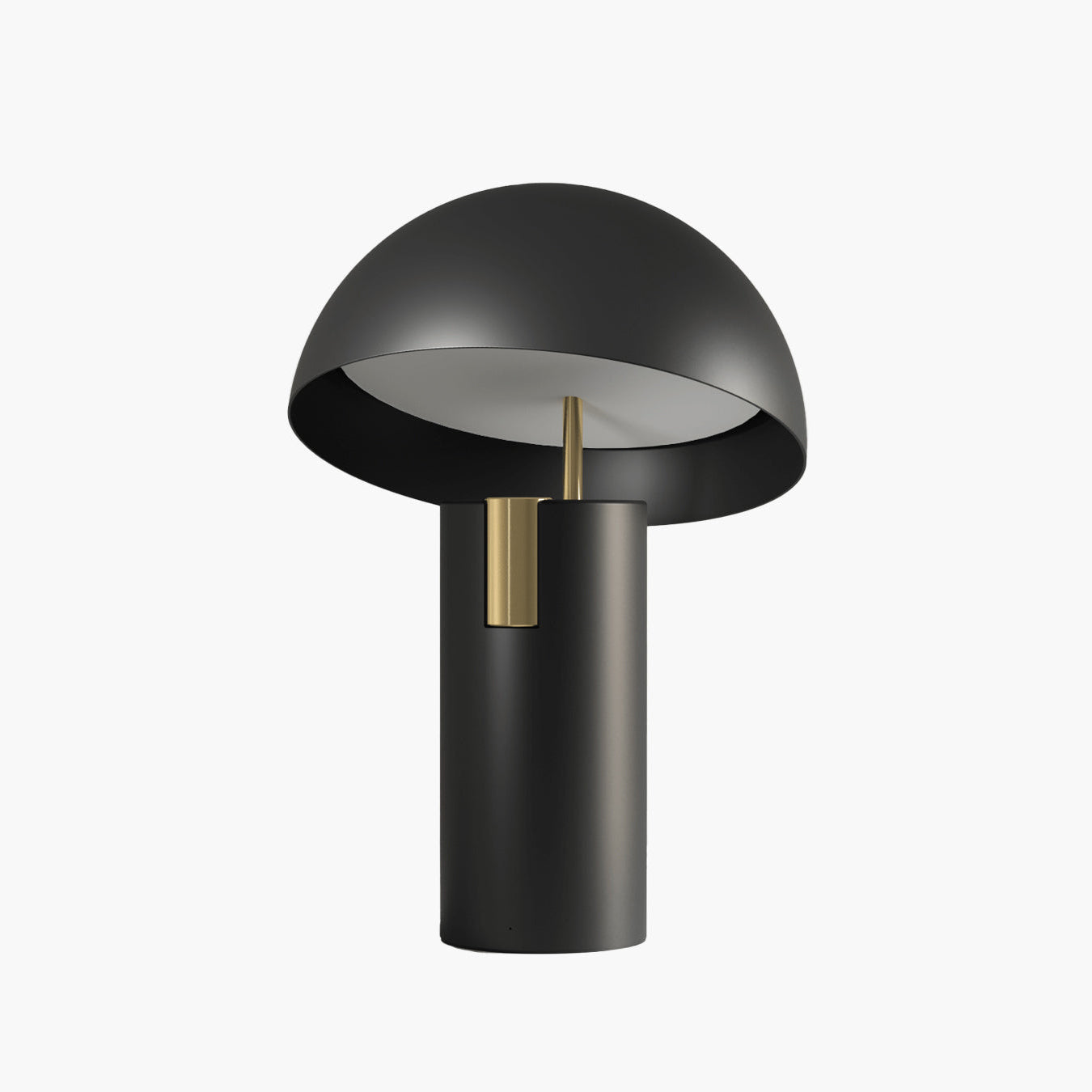 Minimalist Table Lamp — Sculpted Curved Arm, Open Bulb, Black and Gold