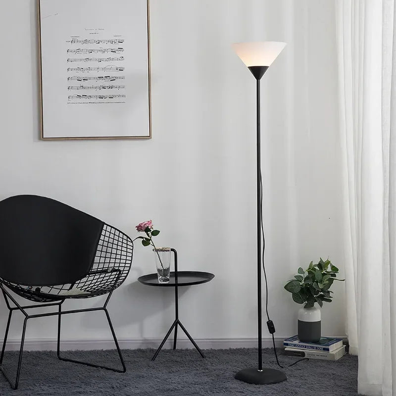 Contemporary 60-Inch LED Floor Lamp Adjustable Brightness Black and White Finish