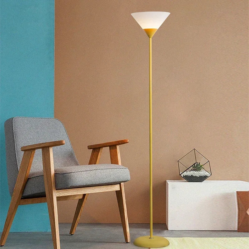 Contemporary 60-Inch LED Floor Lamp Adjustable Brightness Black and White Finish