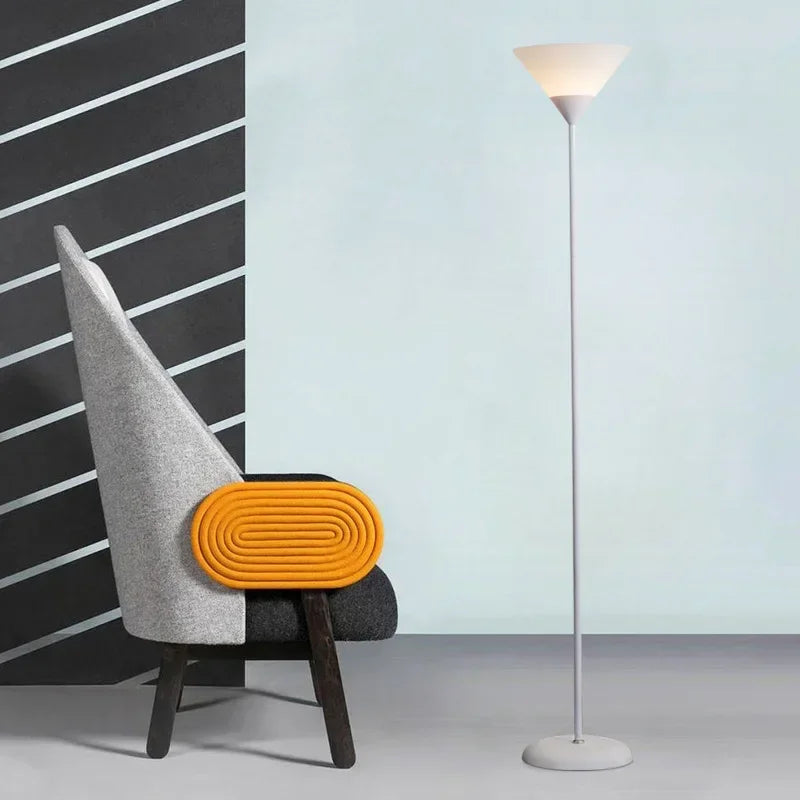 Contemporary 60-Inch LED Floor Lamp Adjustable Brightness Black and White Finish
