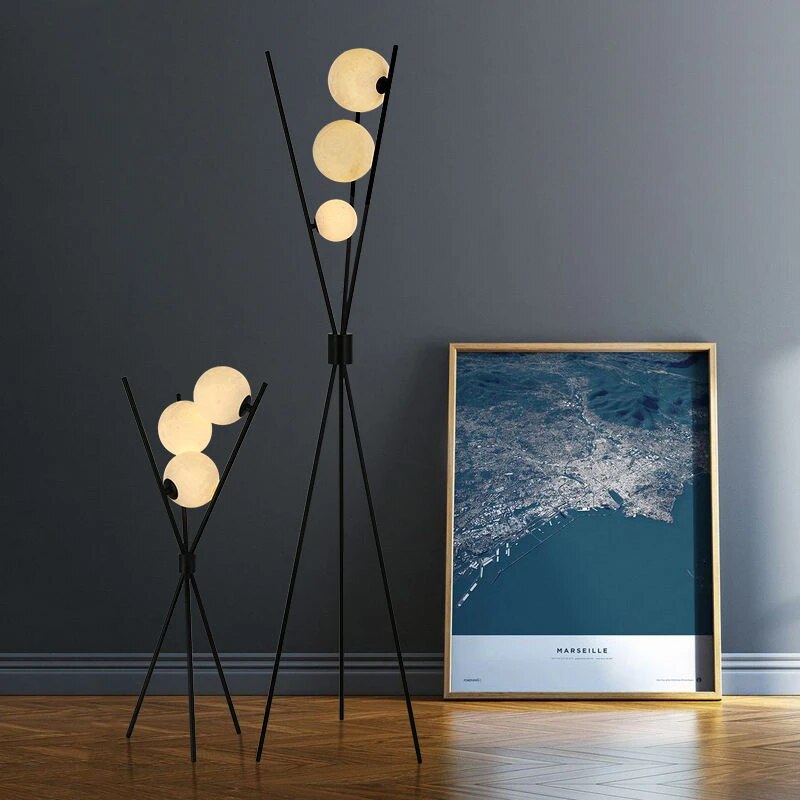 Moon-Inspired Modern Floor and Table Lamp — Sculptural Design, Soft LED Light