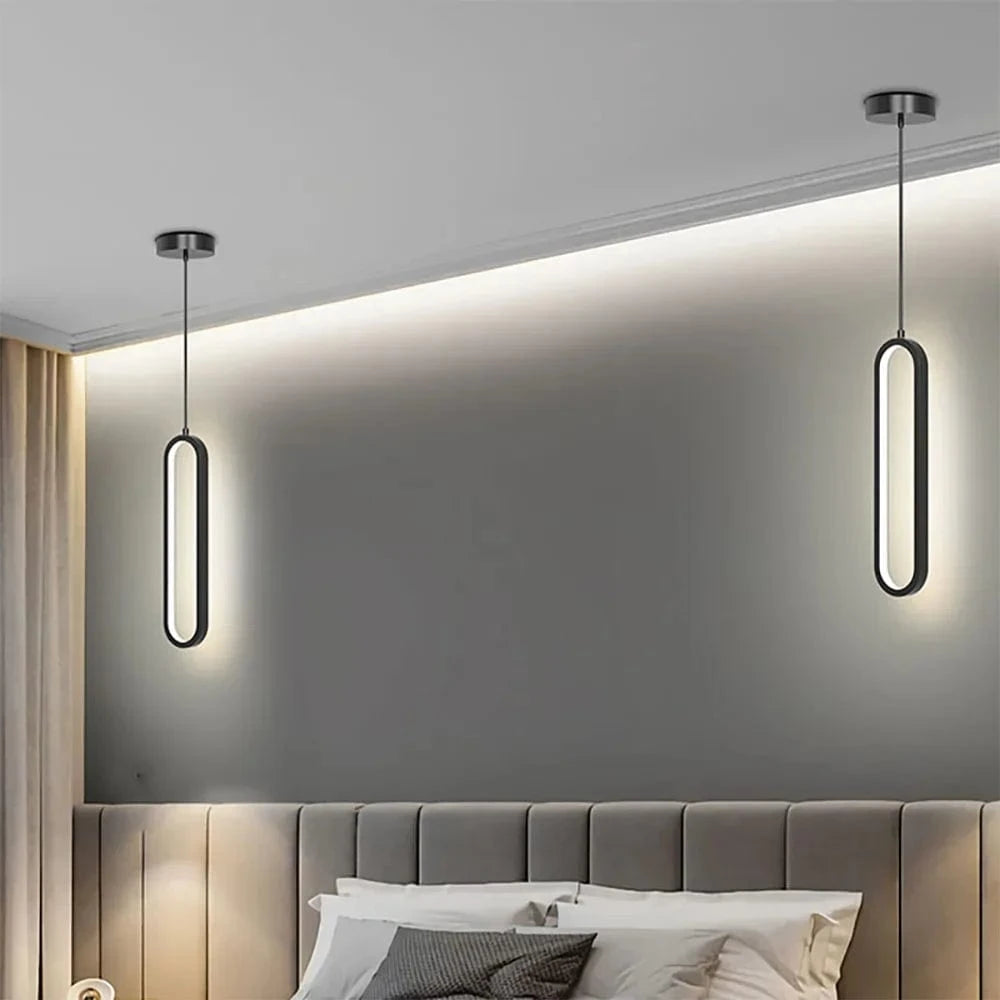 Modern Oval LED Pendant Light — Single or Double Head, 16W or 36W